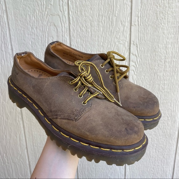 Dr. Martens Shoes - Rare vintage dr. Martens 4 eyelet chunky Y2K brown leather lace up boot sneaker